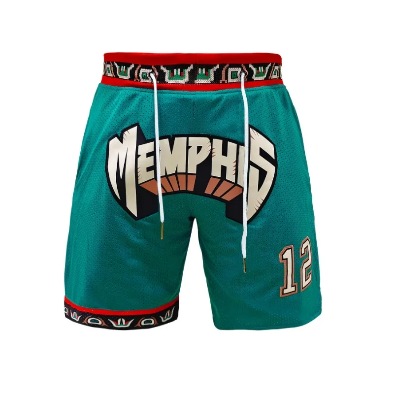 الرجال # 12 شورت ممفيس لكرة السلة، شورت رياضي قابل للتمدد، قماش مسامي، سريع الجفاف، مثالي لشارات كرة السلة الرياضية الخارجية