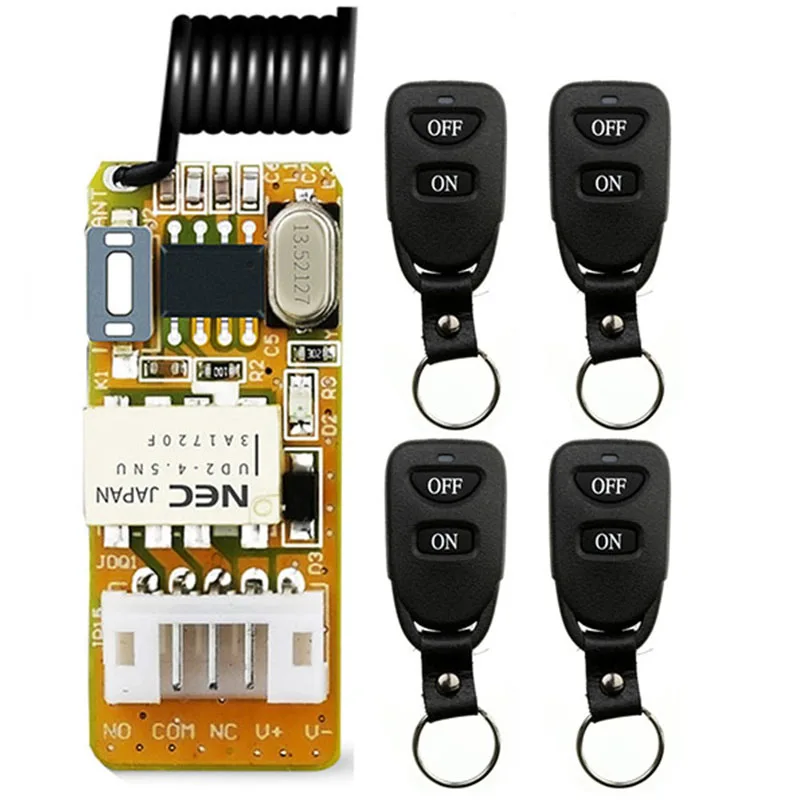 Mini Remote Switch 3V 3.3V 3.6V 3.7V 4.5V 5V Micro Wireless Relay Switch NO COM NC Small Relay Receiver Transmitter Door Lock