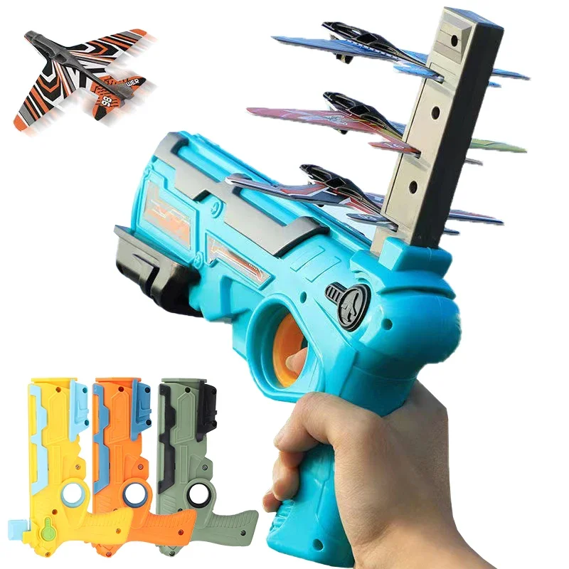 

Airplane Launcher Bubble Catapult with 6 Small Plane Toy Funny Airplane Toys for Kids Plane Catapult Gun Shooting Game Gift