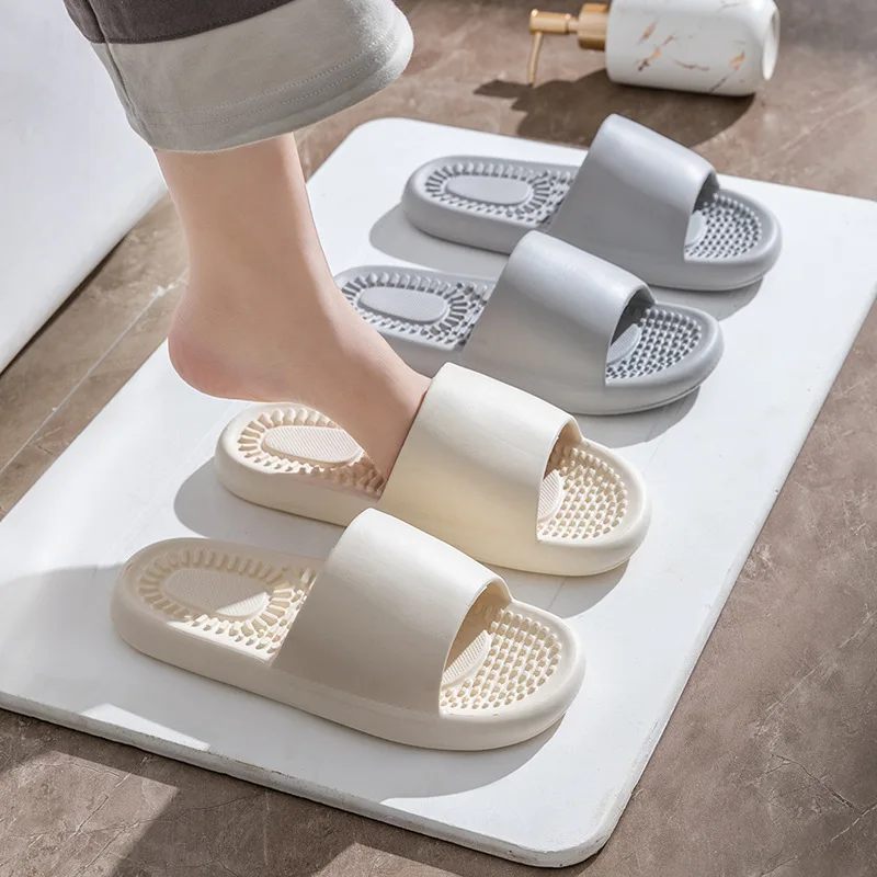 Bathroom Bath Anti-Slip Slippers, All-Season Indoor Home Leakage Quick-Drying Thick-Soled Massage Breathable Cooling Slippers