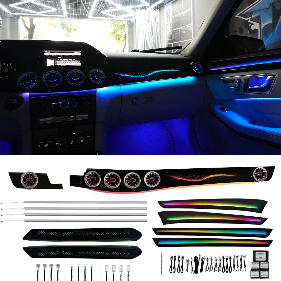 For Mercedes Benz W212 E-class E63 E250 E350 E260 2010 2011 2012 2013 2014 2015 Ambient Lights LED Atmosphere Car Interior Lamps