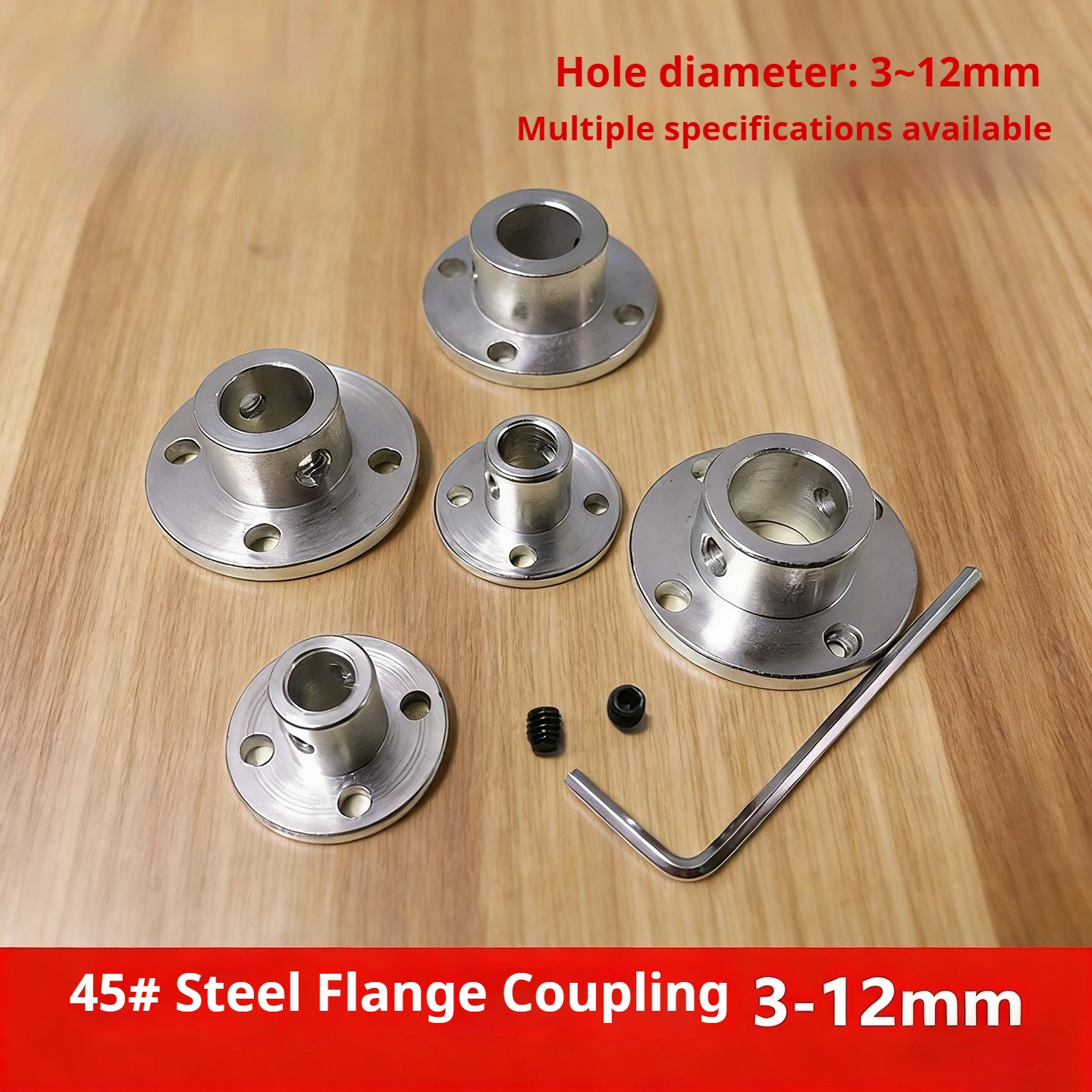

45# steel flange coupling, connector with shaft fixing base and support for 4/5/6/8/10/12 mm shafts