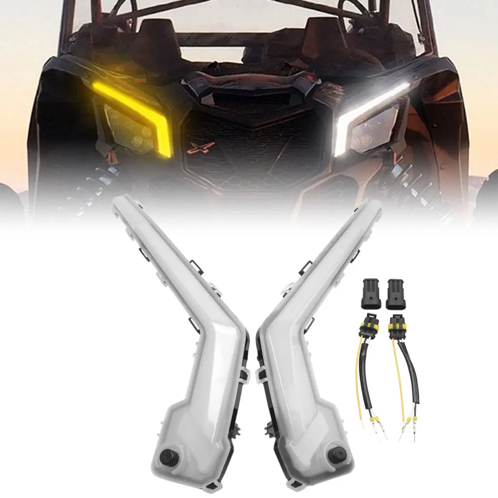 Front Flow Turn Signal LED Light DRL Lights #710004994 & 710004995 Fit For Can-Am Maverick X3 XDS XRS XMR XRC Turbo R 17-23