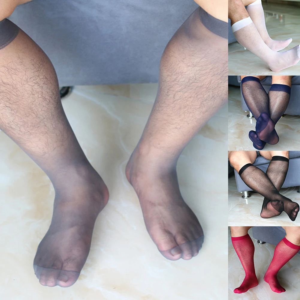

Men's Wide Striped Toe Lounge Sheer Dress Socks Silk High Thin Quick Dry Breathable Sexy Socks Thin See Through Solid Stockings