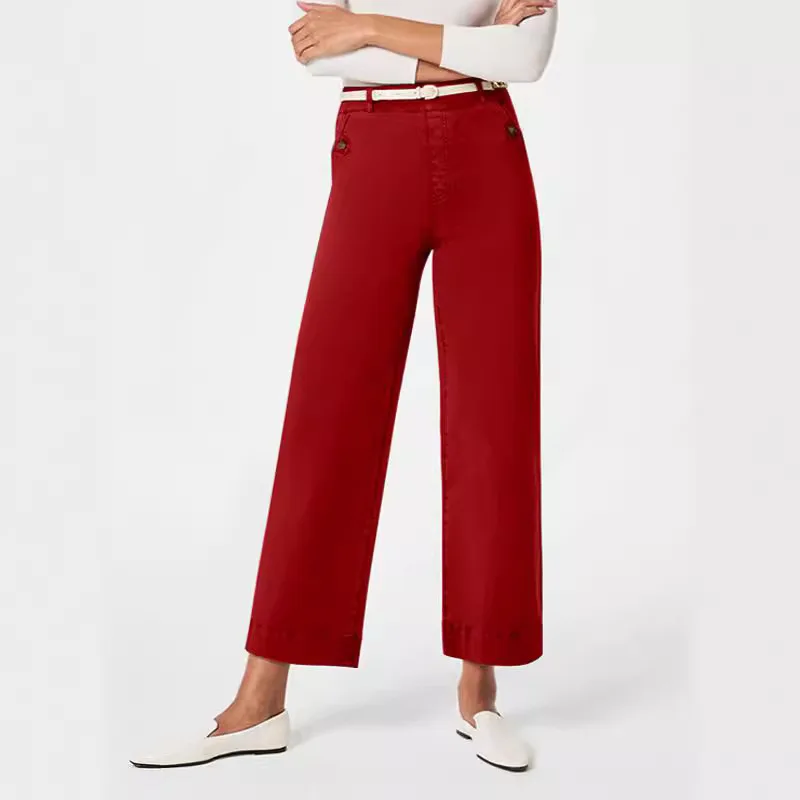 Solid Color Washed Denim Pants Women Fashion Comfortable Casual All-match Straight Trousers Female Commuting Clothing Pants