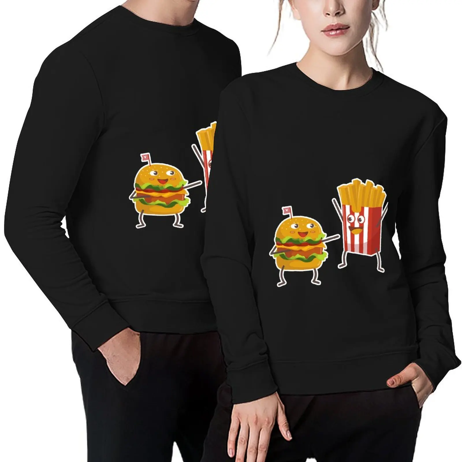 

Hamburger And French Fries Friends Pullover men clothing men's autumn clothes anime clothing fashion men sweatshirt