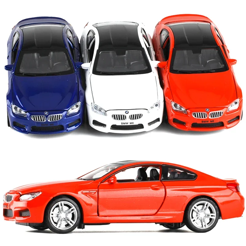 1:32 Simulation Bmw M6 Alloy Car Metal Door Coupe Model Sound And Light Pull Back Toy Car Model Collection Decoration Boy Gift