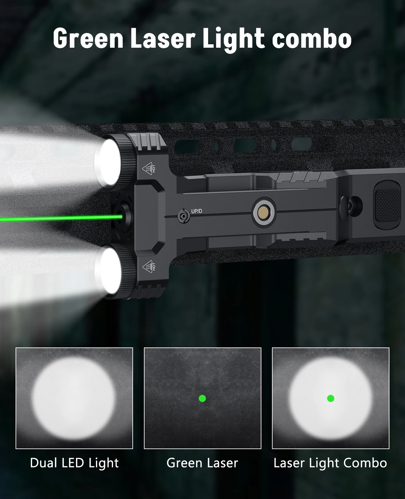 EZshoot 1600 التجويف بندقية التكتيكية مصباح يدوي أحمر/أخضر الليزر البصر كومبو الانظار قابلة للشحن مصباح ليد للصيد M-السكك الحديدية