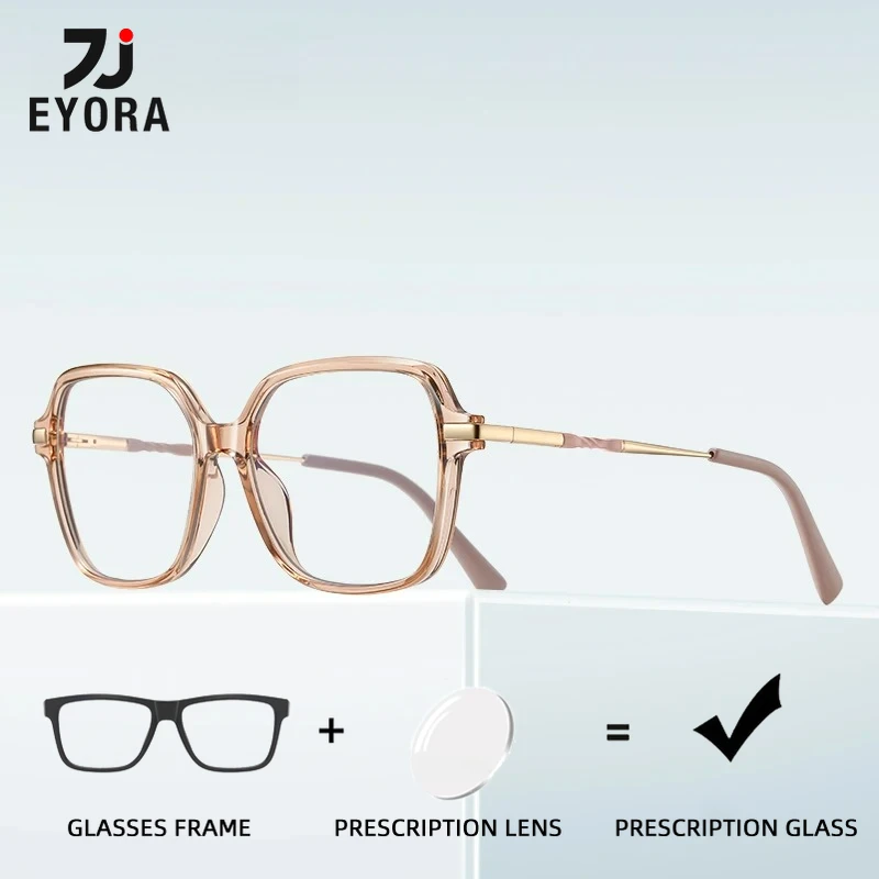 

EYORA TR90 Geometric Square Reading Glasses Anti Blue Ray Myopia Eyewear Photochromic Progressive Eyewear with Prescription Lens