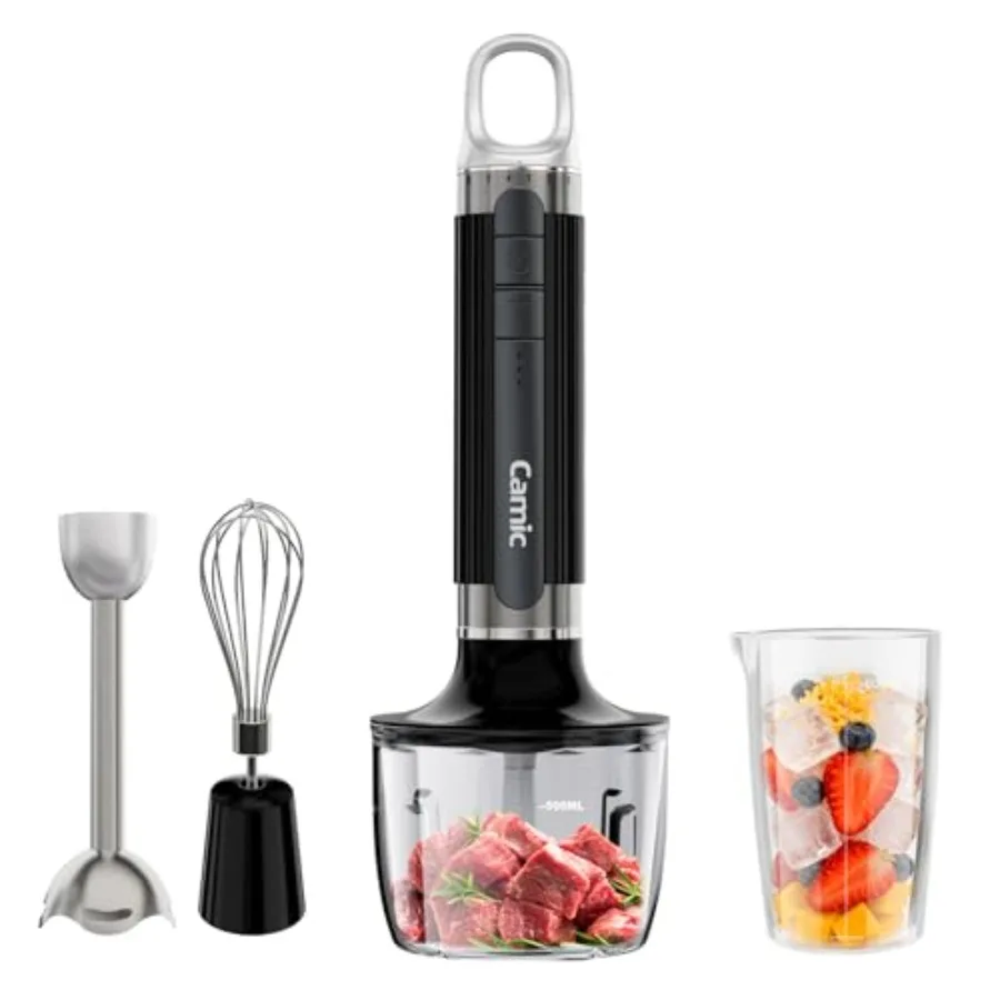 Cordless Immersion Hand Blender with Charging 4 in 1 Hand Blenders Set 6-Speed Turbo Wall-Mountable Design Includes Chopper Whi