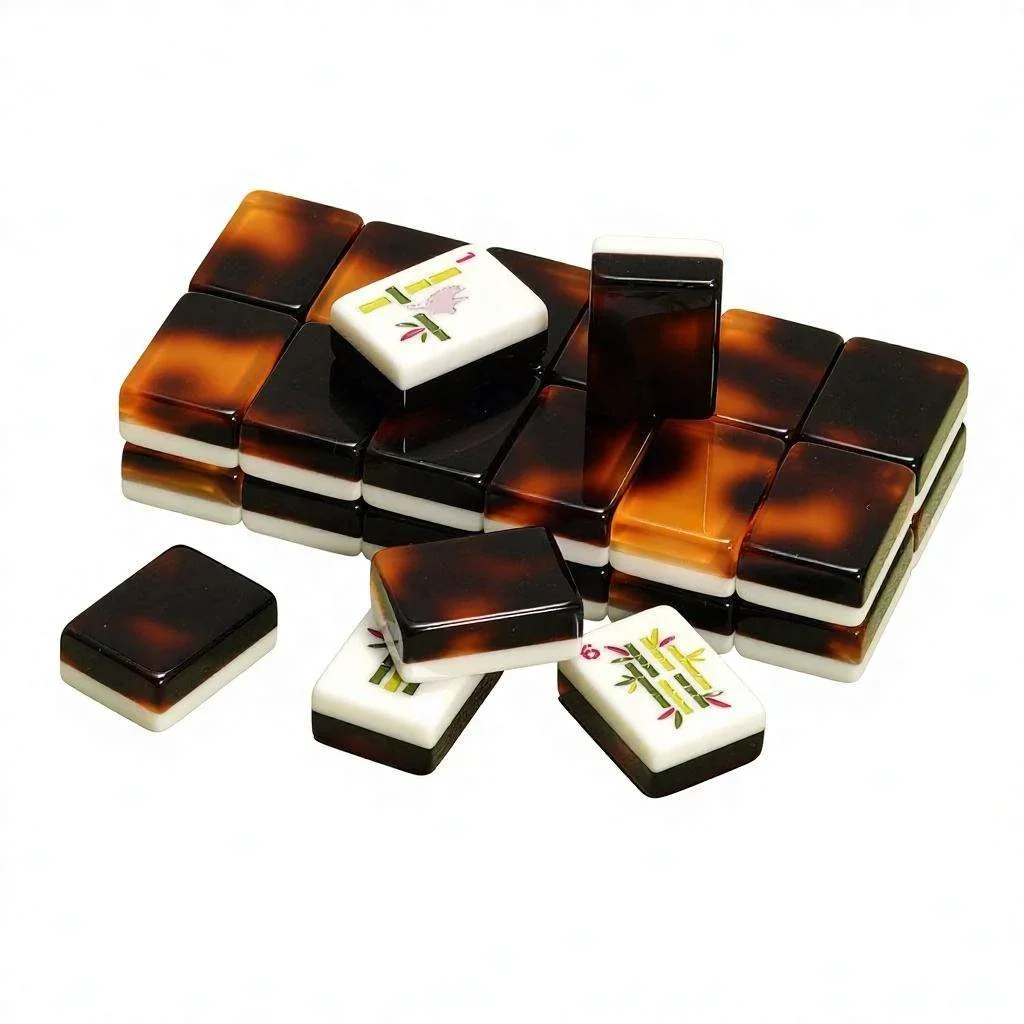 Customizable Professional Quality Acrylic Mahjong Set 160 Tiles Tortoise Pattern Cartoon Print for Home Game Nights
