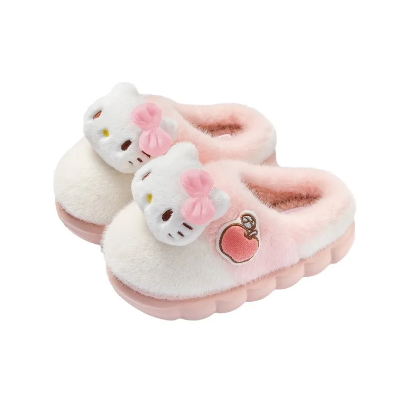 Kuromi Sanrios Child Cotton Slippers Cute Hello Kittys Cartoon Anime Figure Kawaii Autumn Winter Parent-Child Slippers Girl