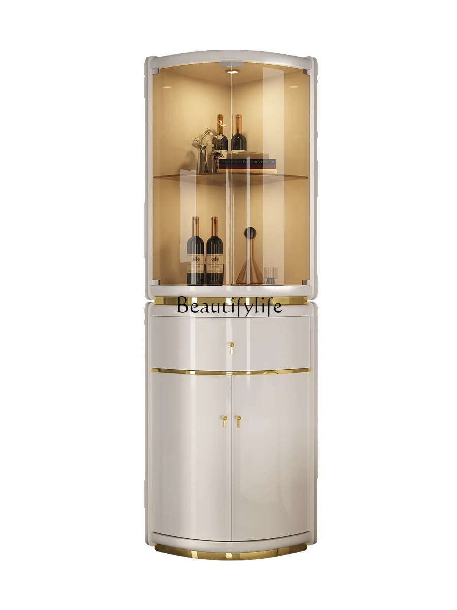 

Light luxury against the wall Living room Home corner triangular wine cabinet Glass door Modern simple cabinet