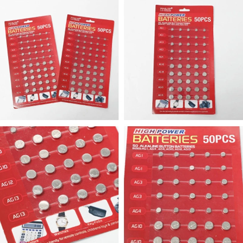 50pcs Mixed Button Batteries Watch Calculators Battery Cell Phone Coin Lithium Battery For Clock Electronic Toy