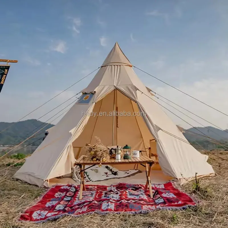 

2026 6-8 Person 4 Season Hot Tent With Stove Jack, Adult Teepee Tent For Camping Waterproof