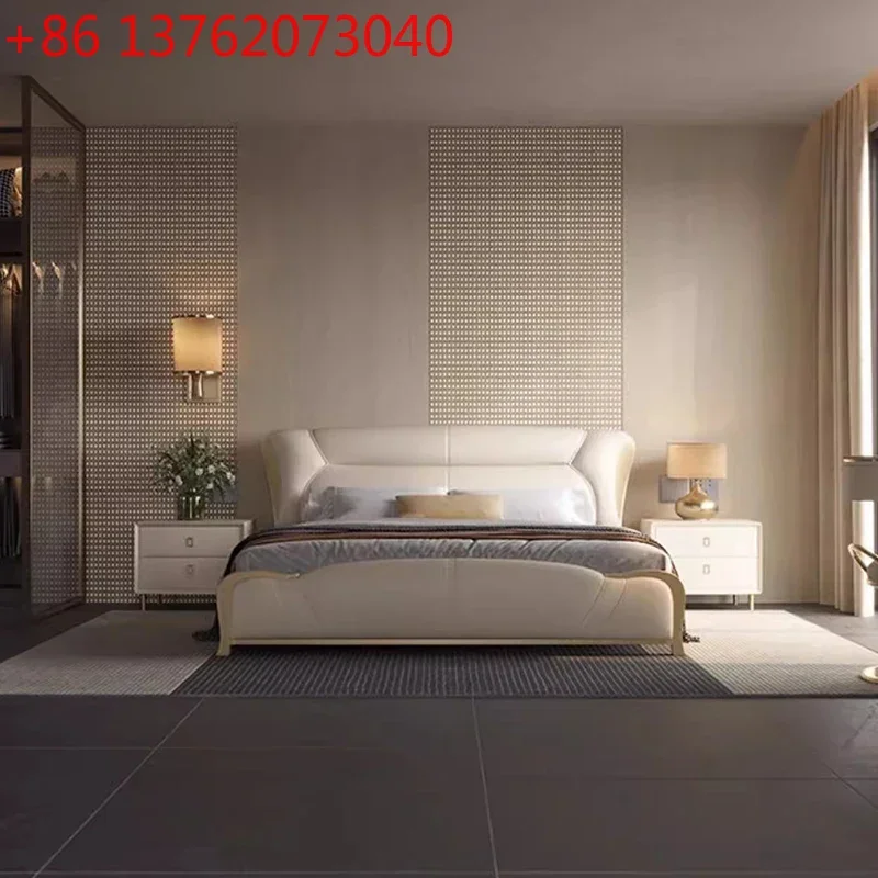 

Leather Bedroom Bed Sofa Modern Luxury Design Double Human Dog Queen Bed Sleeping Platform Letto Matrimoniale Hotel Furniture
