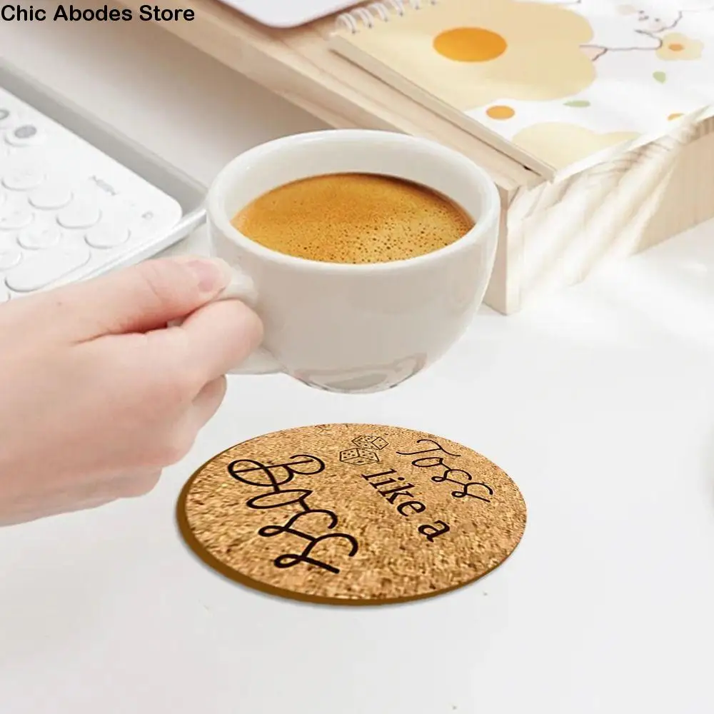 

6pcs Tableware Wooden Coasters Heat-resistant Vintage Insulated Placemat Funny Durable Tea Cup Mats Desktop