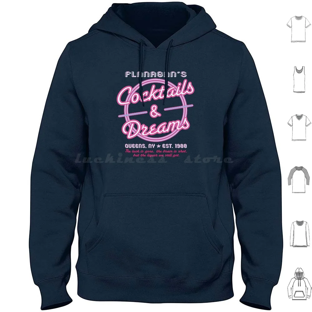 Cocktails & Dreams Bar Hoodie cotton Long Sleeve 80S Movies Bar Bartender Cocktails Dreams Drinking Flanagan Queens New York