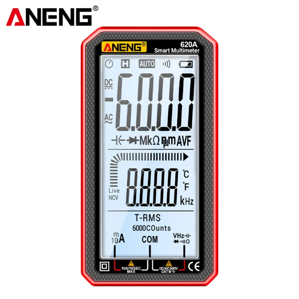 ANENG 620A Digital Multimeter 6000 Counts TRMS Large Screen Auto Range NCV Voltage Current Temperature Tester
