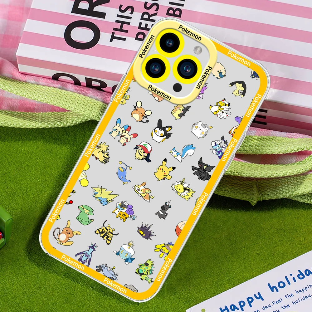 Cute P-Pokemon Phone Case for Samsung S24 S23 S22 S21 A55 A54 FE PLUS ULTRA Transparent Bezel Cover