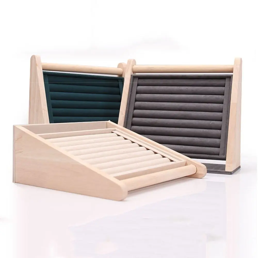 Durable Ring Display Stand Wood Handmade Jewelry Organizer Holder Multi-layers Large Capacity Bracelet Storage Rack Craft Show