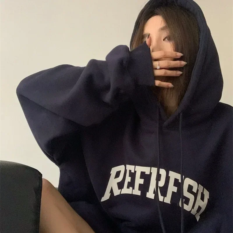 Hooded Sweatshirt Women Oversized Hoodie Harajuku Korean Fashion Long Sleeve Pullovers Loose Casual Hoodies Winter Y2k Clothes