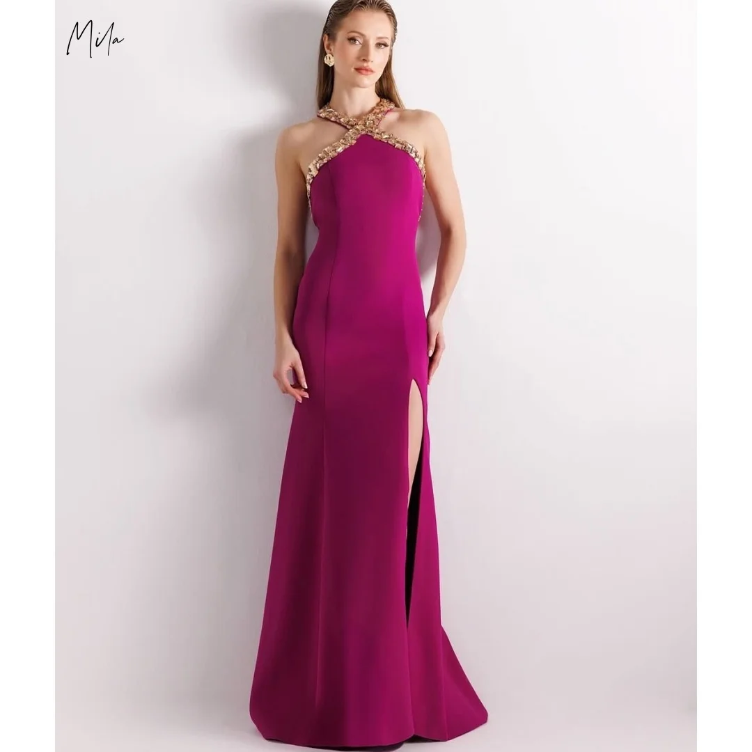 

Mila индивидуальное розово-красное блестящее платье для выпускного вечера Русалка с разрезом по бокам Vestidos De Noche Русалка без бретелек вечернее платье длиной до пола