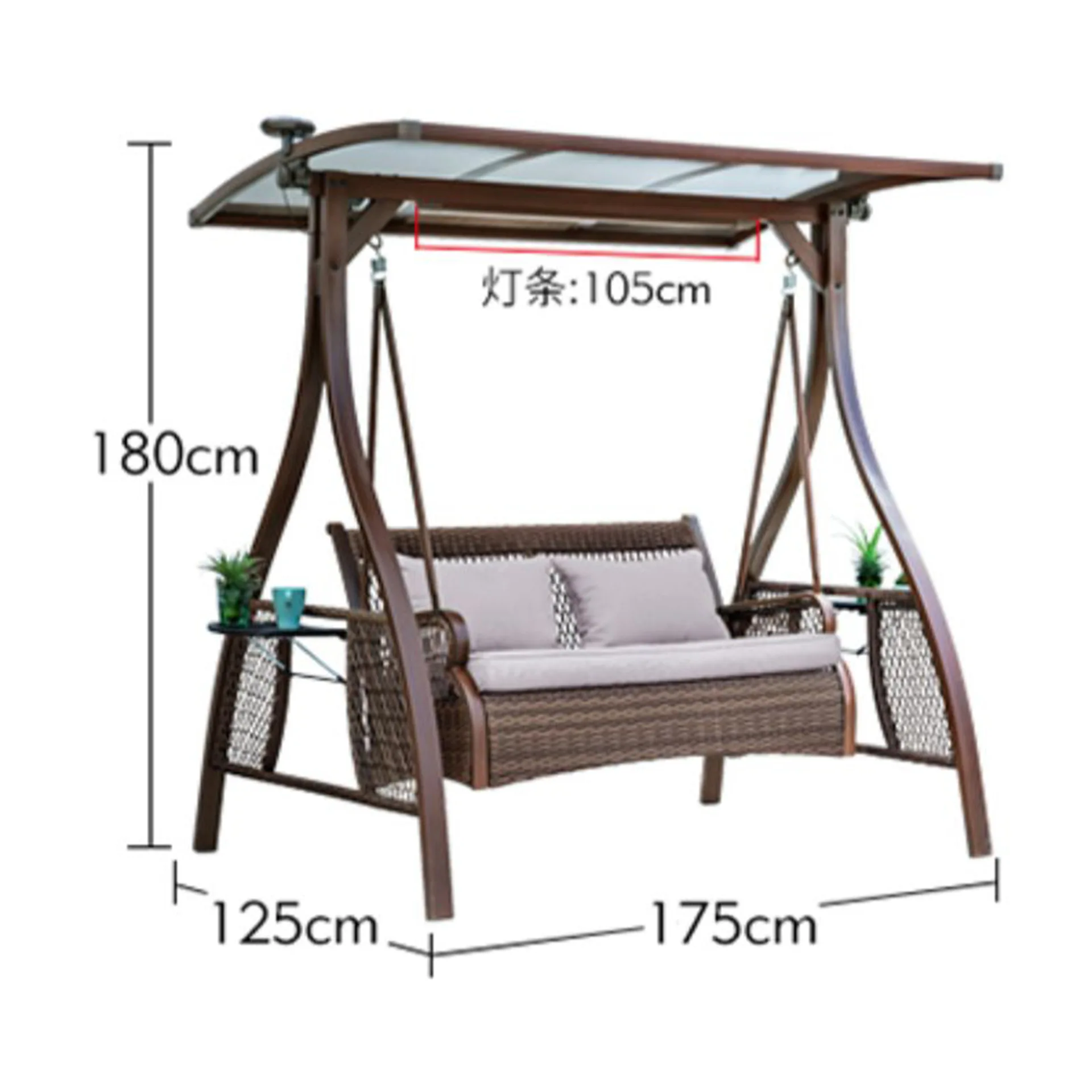 

Customized Floor Swing Courtyard PE Rattan Indoor Double Glider Waterproof and Sun Protection Rattan-like Rocking Blue Villa Rat