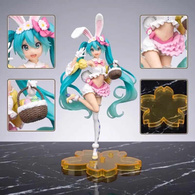 

@23CM Hatsune Miku Anime Figure Kawaii Pvc Model Doll Action Figurals Rabbit ears Collect ornaments Christmas Toys gifts