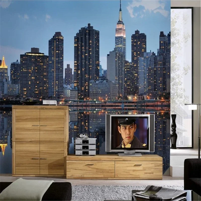 custom flooring papel de paede 3d mural wallpapers for living room TV background photo wallpaper for walls City Dinner art Sofa