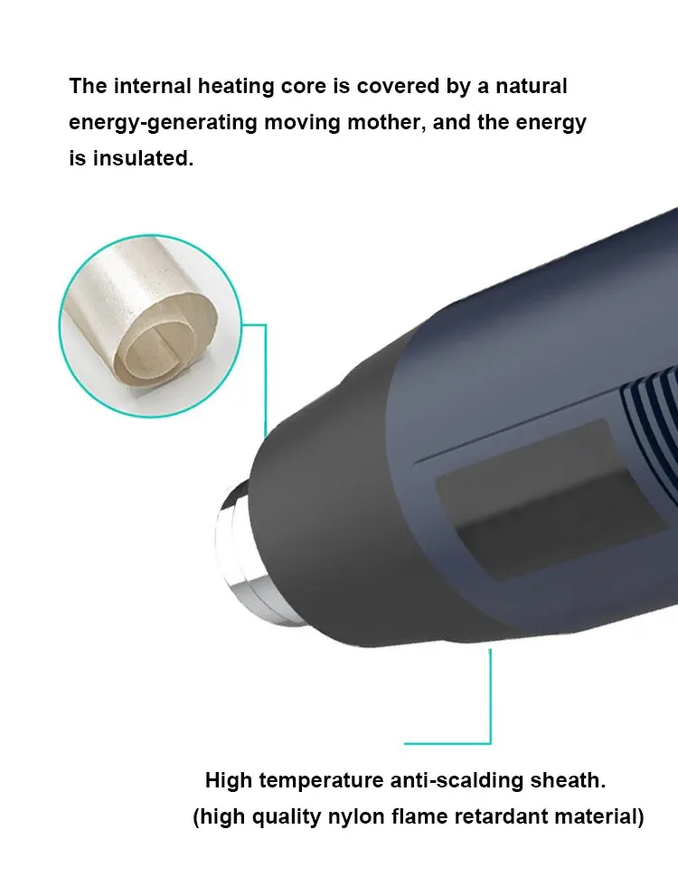 Heat Gun, Variable Temperature Control, Stepless Temperature Regulation (60 ℃ ~600 ℃ ), Used for Shrink Packaging of Handicraf