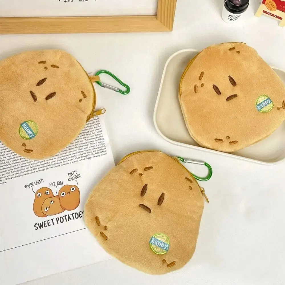 Monedero de Peluche con Forma de Cabeza de Papa con Hebilla Metálica, Mini Bolso de Cabeza de Papa de Dibujos Animados, Bolso Portátil Kawaii para Auriculares, para Exteriores