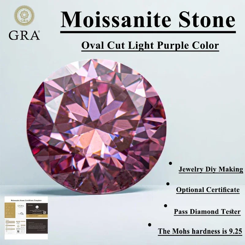 

Moissanite Stone Pink Colour Round Cut VVS1 with GRA Certificate top Gemstone Charms Beads for jewel making