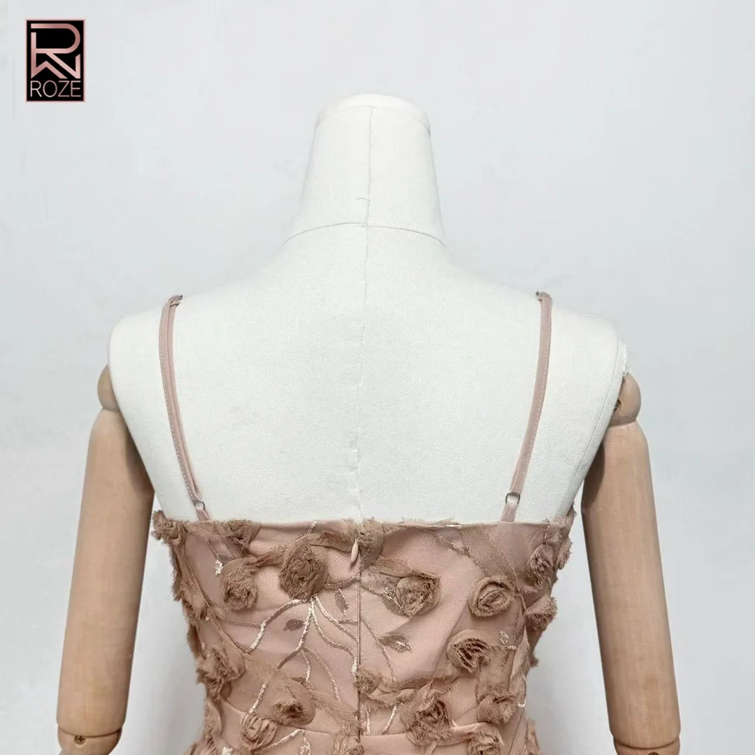 Lente/zomer bloemenjurk met V-hals - Dames sexy doorschijnende mesh-jurk met 3D-borduurwerk voor feesten Bodycon-jurken