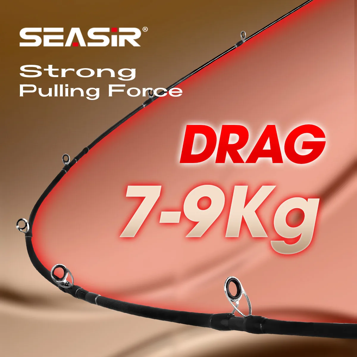 Seasir Salminus XF M/MH صنارة صيد دوارة وصب FUJI O حلقات توجيه 1.83 متر سحب 7-9 كجم 4 قطع قوة ثقيلة صنارة سفر شاملة #6