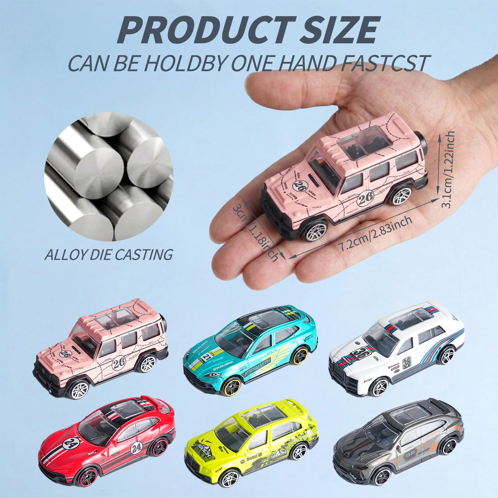 1:64 Mixed Color 6Pcs Alloy Diecast Car Set, Mini Race Vehicle Model, Toy Car Collection, Multi Style SUV Sports Car Gift