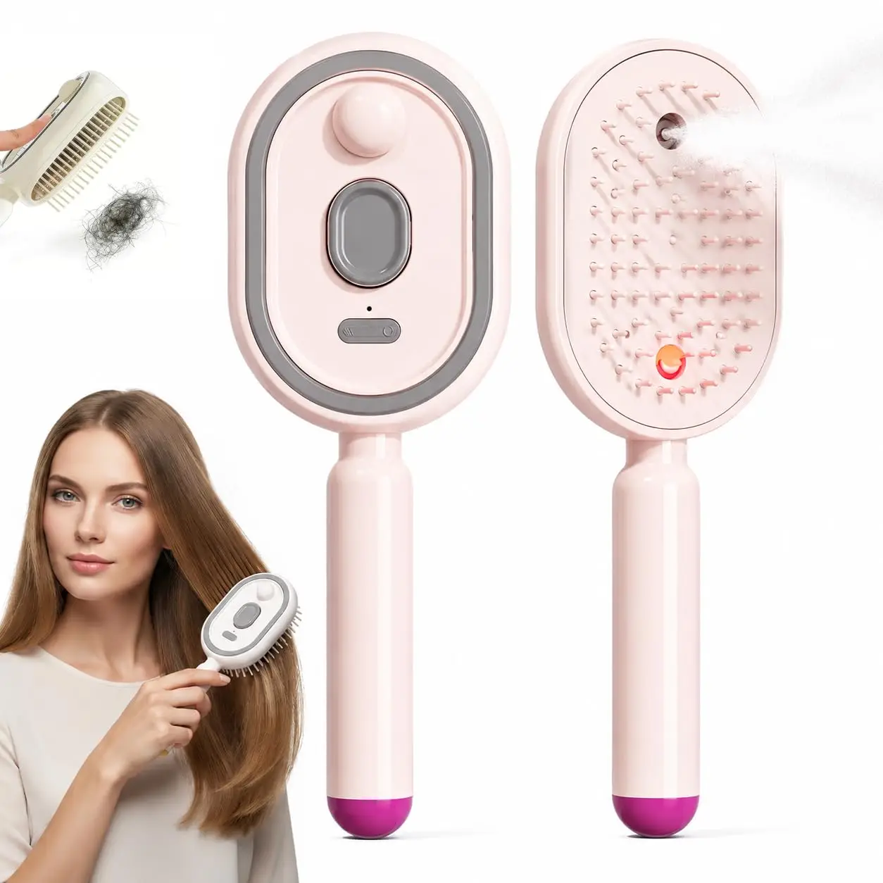 

Electric Steam Brush for Hair, Electric Spray Air Cushion Comb for Women, Rechargeable Hair Brush with Water Spray