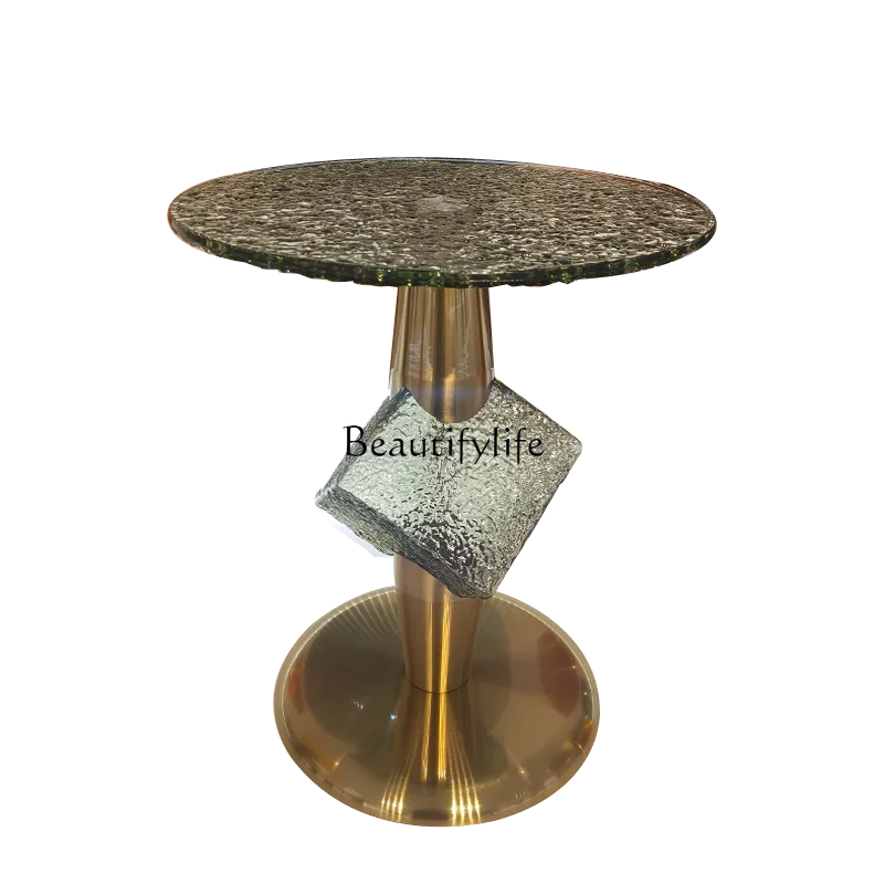 FG17Light طاولة القهوة الفنية الحديثة الفاخرة الجديدة تموج الماء جولة المنقولة فندق شقة صغيرة طاولة زاوية