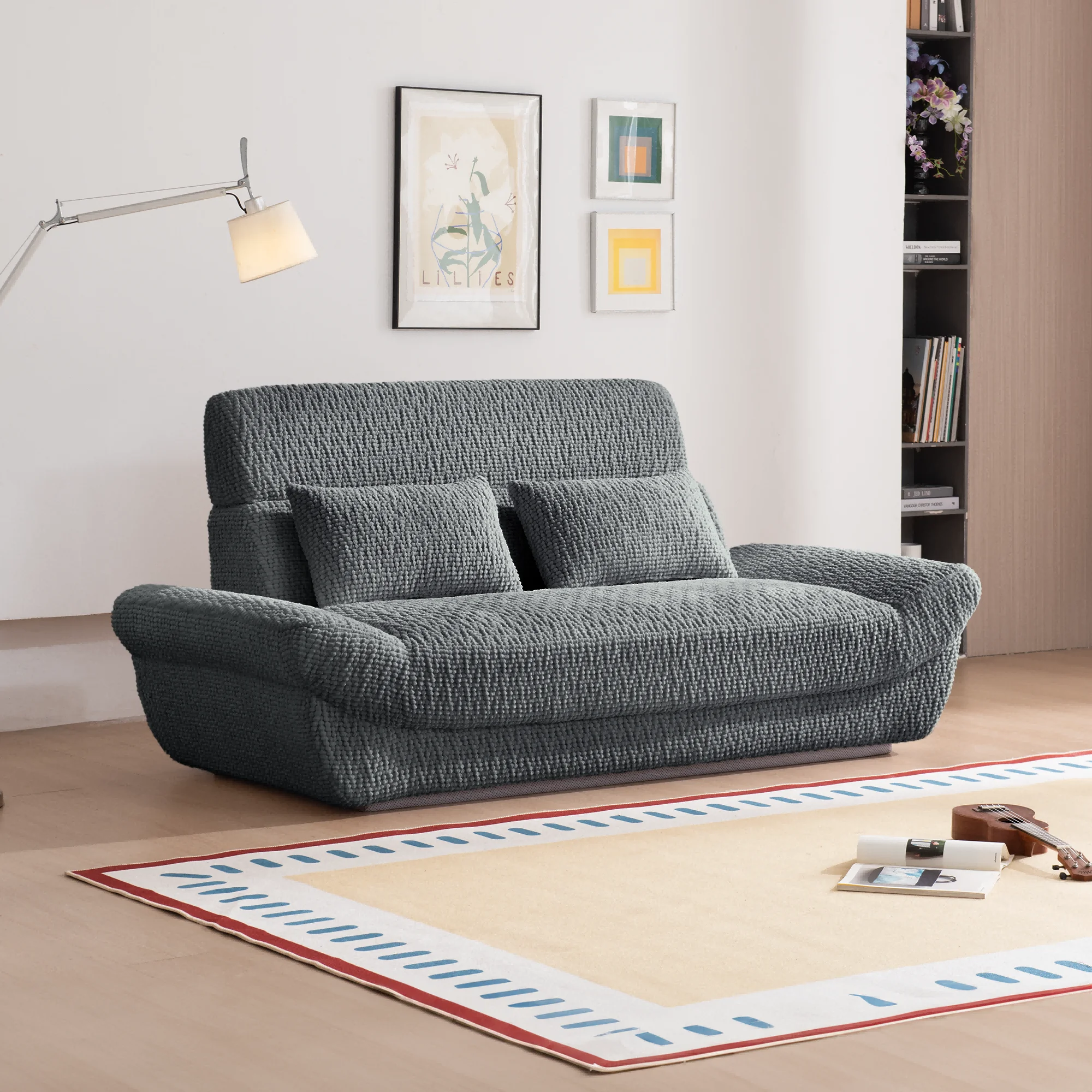 

Компактный двухместный диван-софа с обивкой из ткани, современный, с глубоким сиденьем и пенополиуретановым наполнителем, для виллы/квартиры