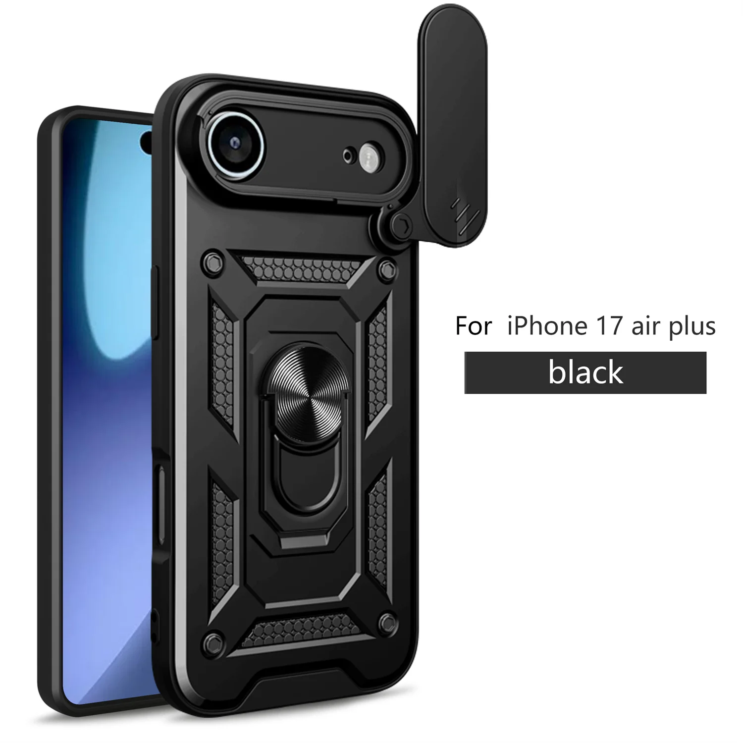 Rüstungshülle für iPhone 17 Air mit Metallring-Stoßstangen-Abdeckung, iPhone 17 AIR, Militärqualität, Schiebekamera-Objektivschutz
