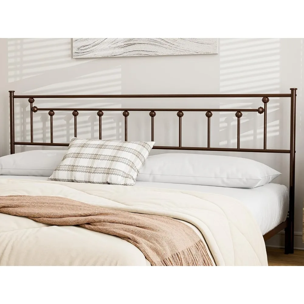 

Metal King Headboard, Victorian Farmhouse Style, Easy Assembly, Steel Headboard for Bedroom - Brown