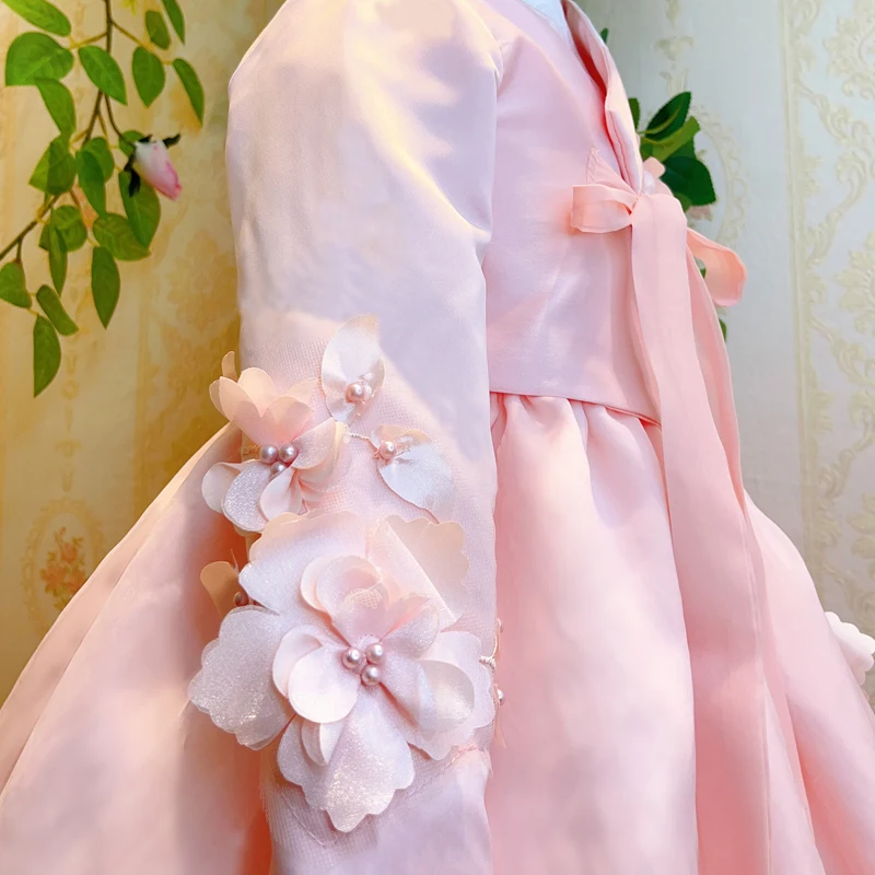 2024 Girls\' New Hanbok for Birthday Gift Girls\' Ancient Hanbok Dress Creative Childrens Korean Top And Dress 2-piece Set LF950