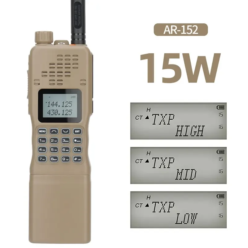 Baofeng AR-152 Vhf/Uhf Zwarte Ham Radio 15W High Power Walkie Talkie Usb Oplader Mbitr Leger Tactische Een/PRC-152 Twee Weg Radio