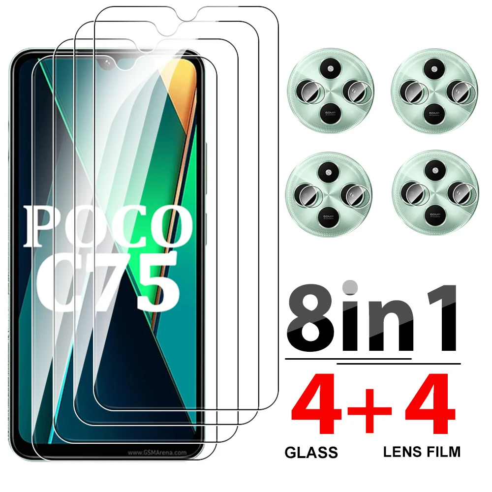 Glass For Xiaomi Poco C75 C65 Tempered Glass 8In1 Screen Protector For Poco F6 X6 Pro M6 4G F6Pro Camera Film Protective Glass