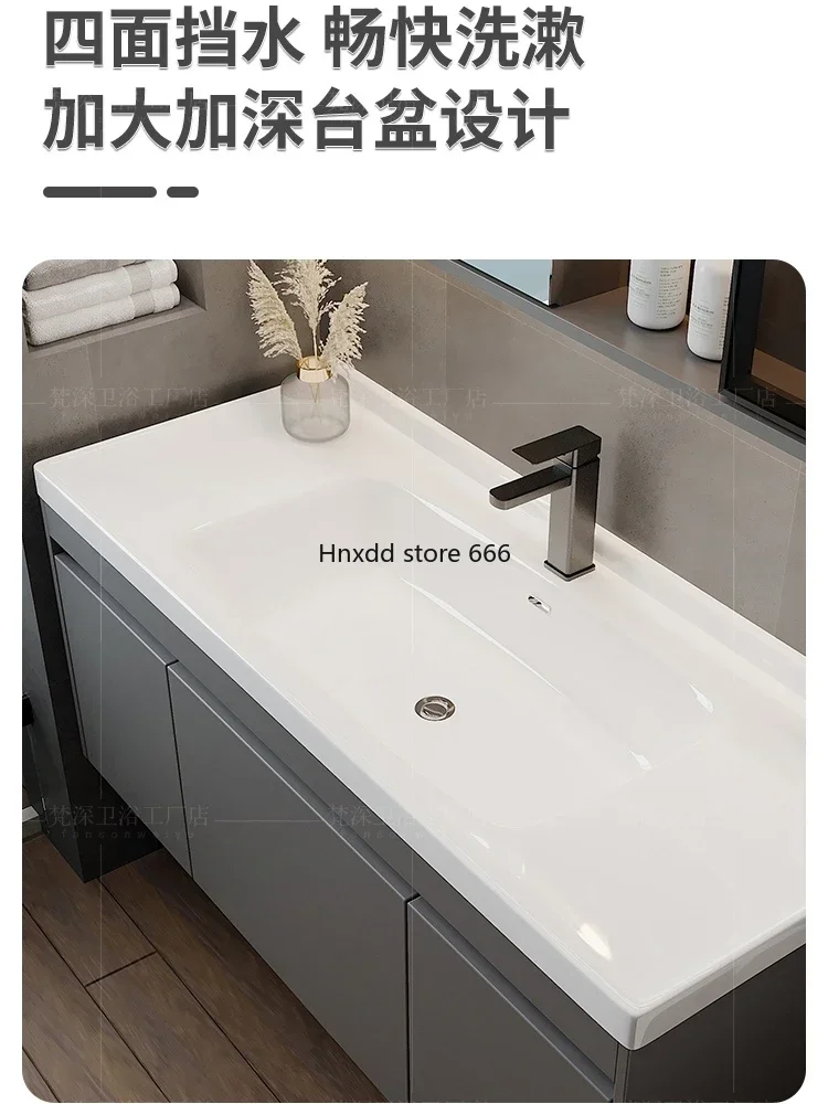 Smart bathroom ceramic integrated wash basin cabinet combination