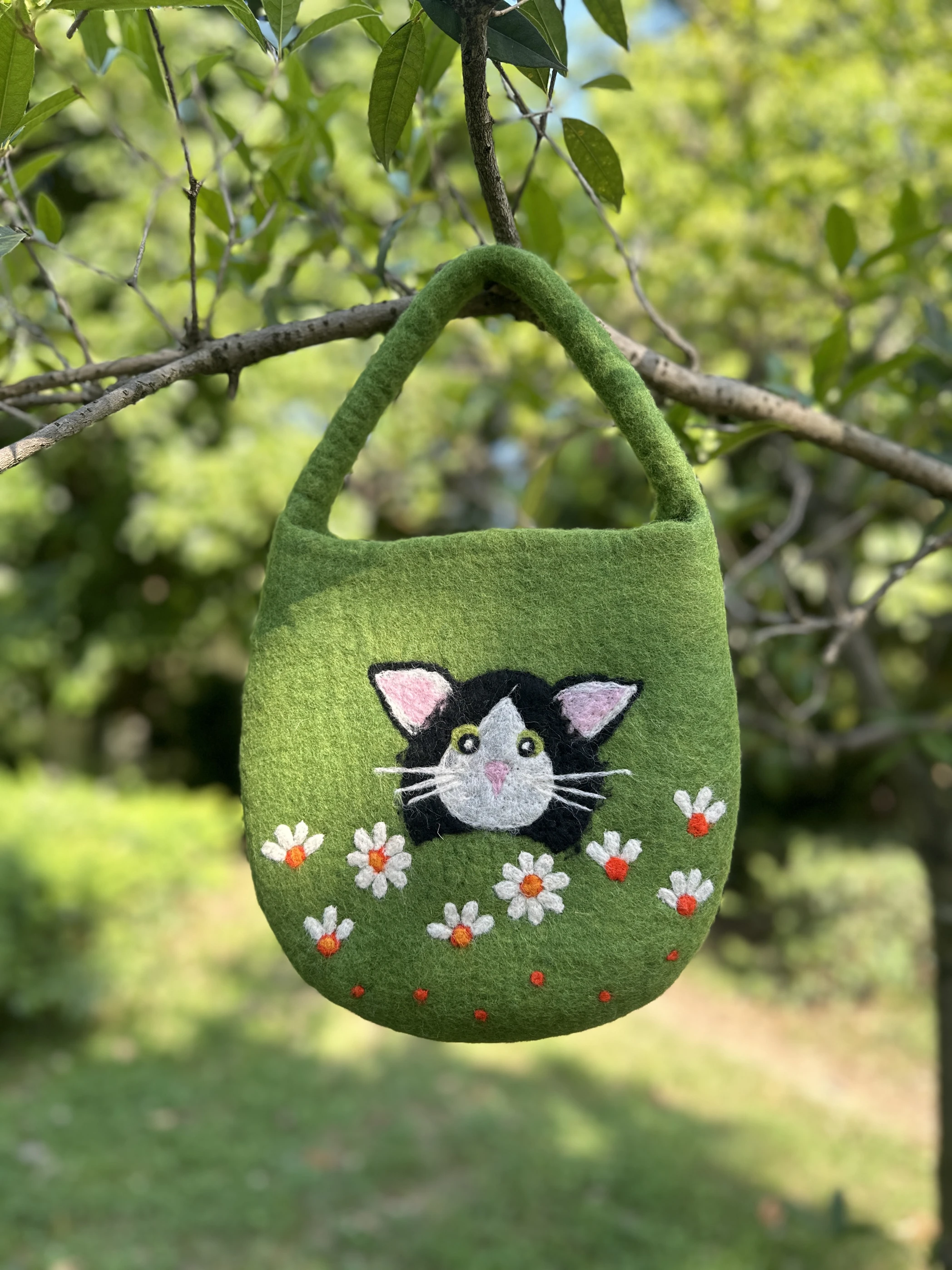 

Очаровательная войлочная сумка-яйцо ручной работы из коровьей шерсти, молодежная, весенняя, женская, с животным дизайном, на молнии