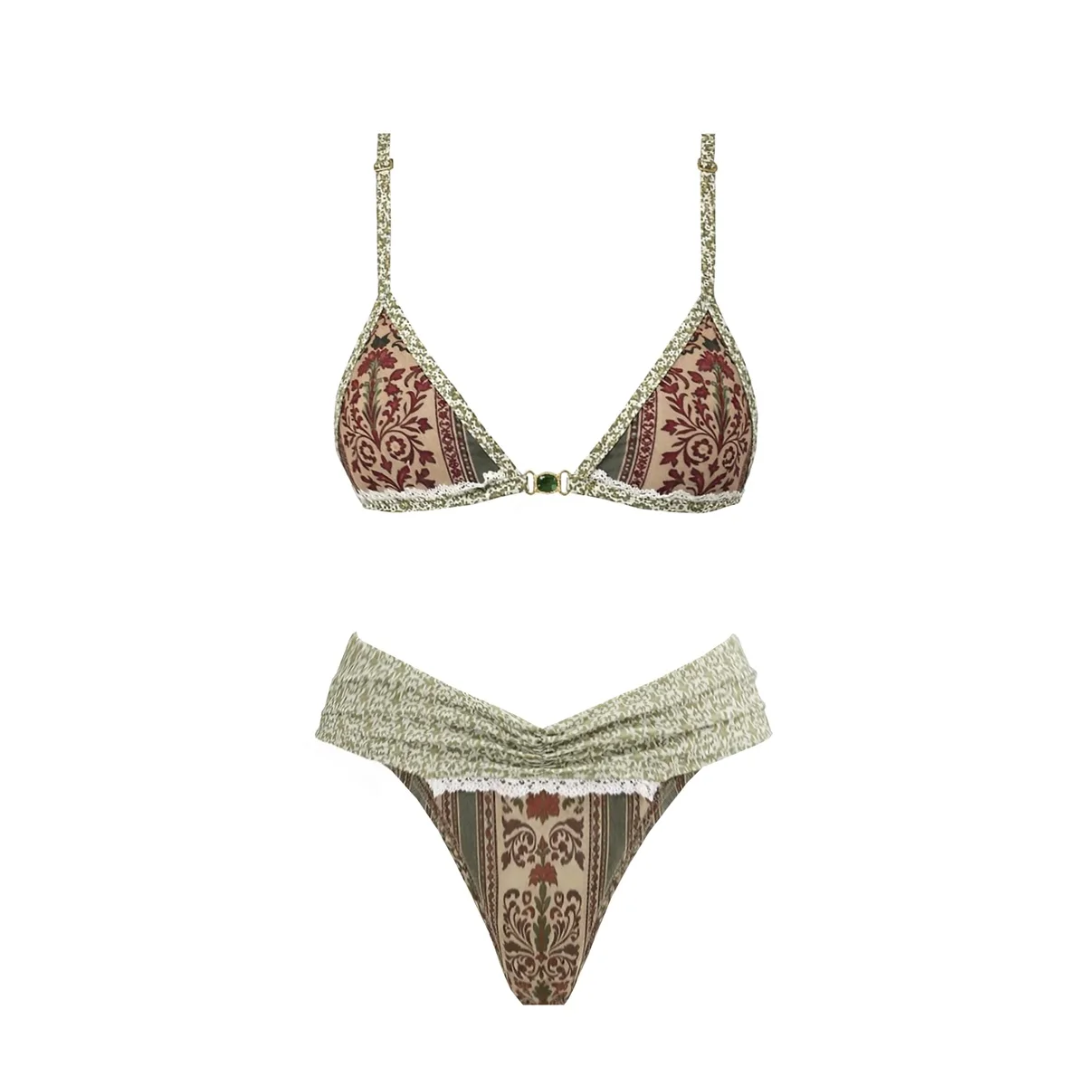 Printed 3Pcs Push Up Bikini 2026 Bandeau Biquini Women Sexy Swimsuit Female V Swimwear Retro Bathingsuit Swim Suit Beachwear