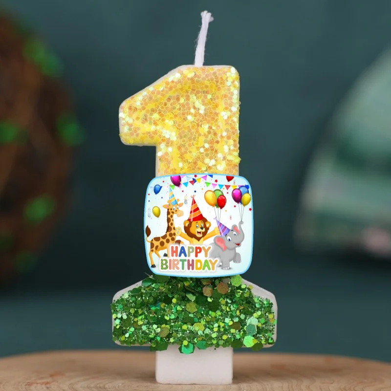 Adorno para Pastel de Cumpleaños con Diseño de Leones, Vela Digital Decorada con Números 0-9, Regalo Delicado para Niños y Niñas