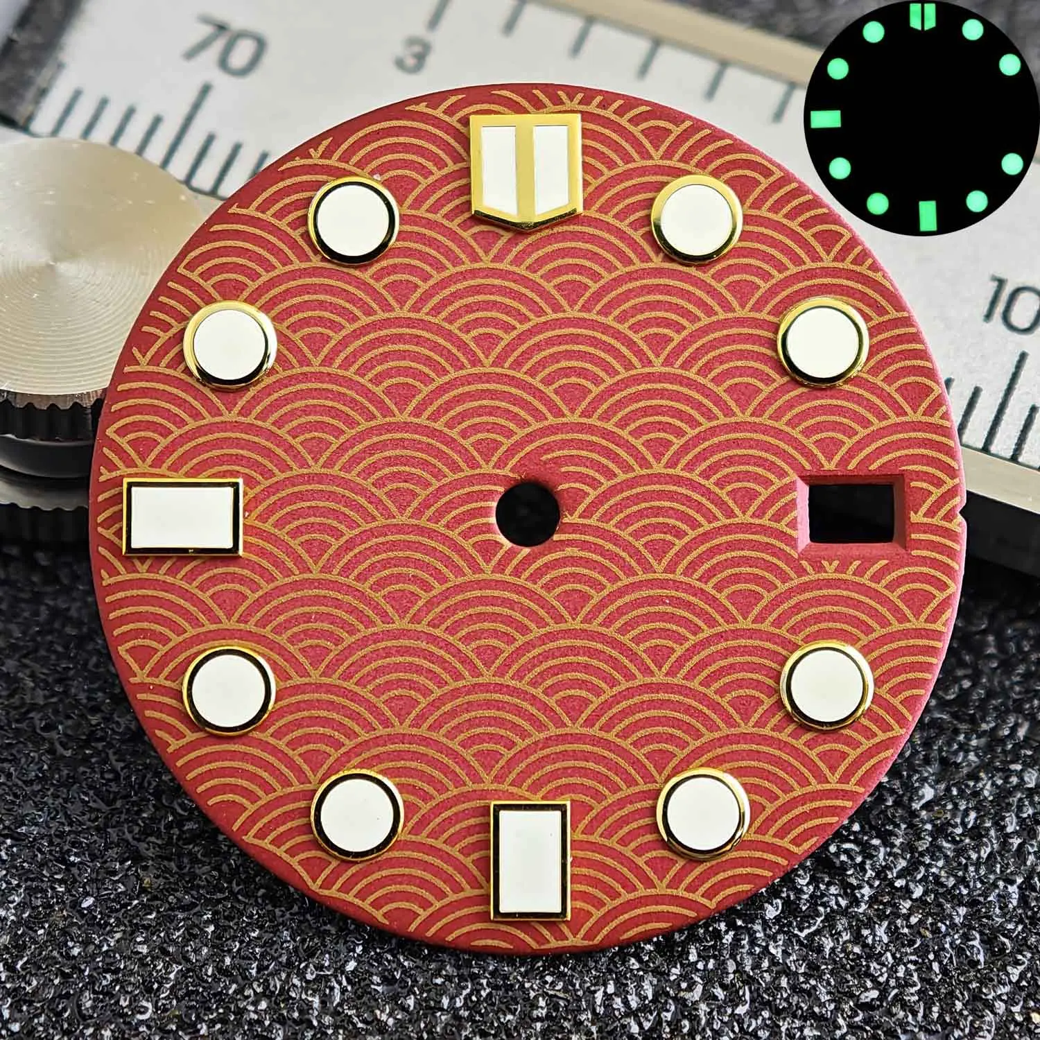 28.5MM Diameter Single Calendar Watch Dial Green Luminous Dial For NH34 NH 35 NH36 Watch Movement Accessories