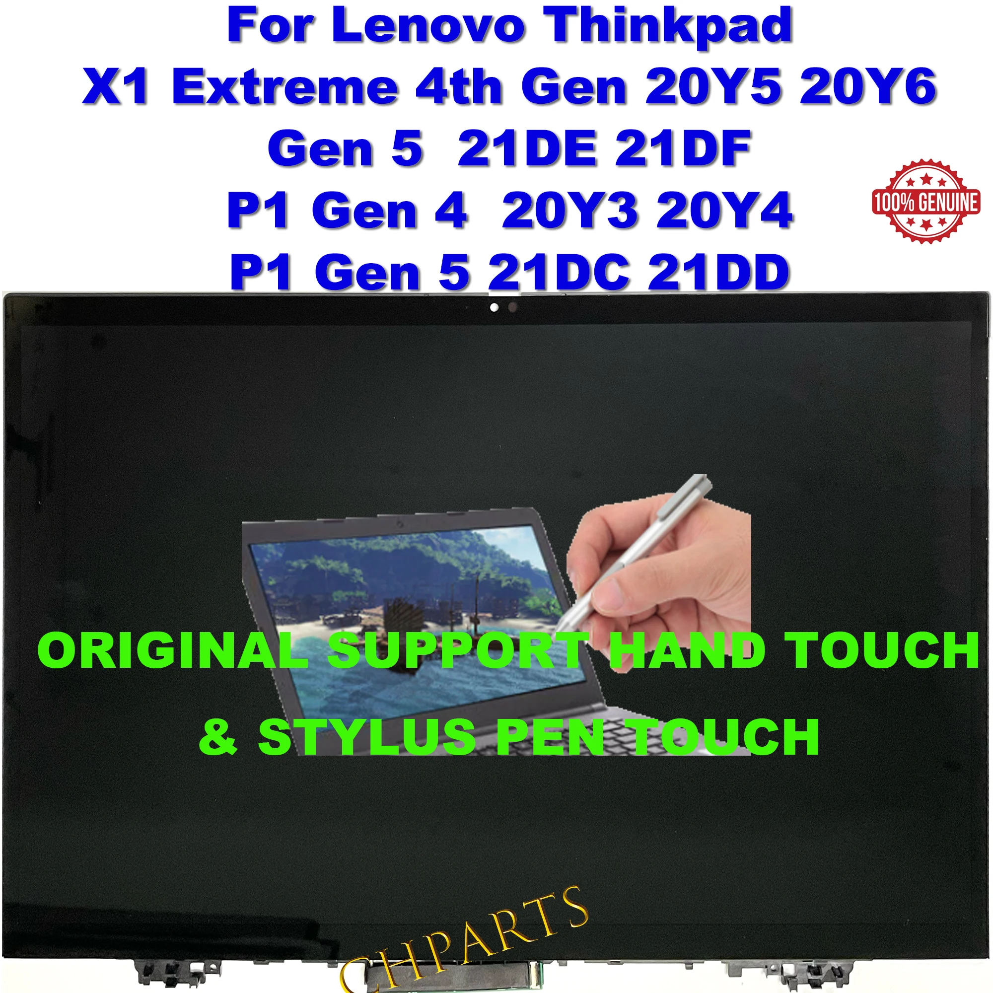 

16 "для Lenovo Thinkpad X1 Extreme Gen 4 20Y5 20Y6 Gen 5 21DE 21DF P1 Gen 4 20Y3 20Y4 21DC 21DD WQUXGA ЖК-сенсорный экран в сборе